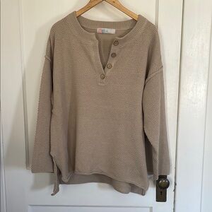 FP Beach Hailee Sweater in Fawn-med chunky woven cotton